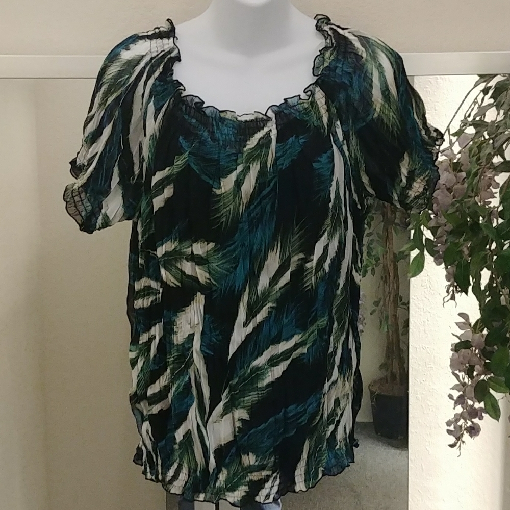 East 5th Leaf Printed Sheer Top